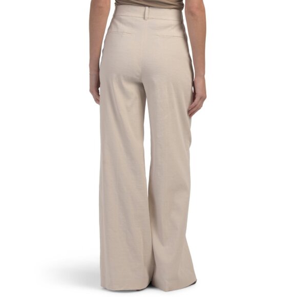 THEORY STRAW Linen Blend High Rise Trousers In Good Crunch - Picture 2 of 2